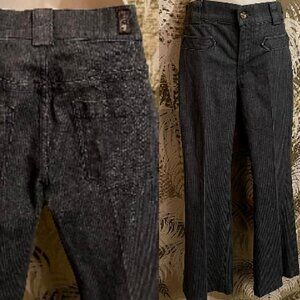 7 for All Mankind Gray Striped Flare High Rise Stretch Trouser Denim Jean Sz 26